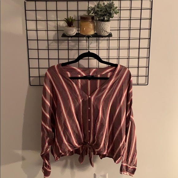 Express Tops - Express Striped Cropped Blouse